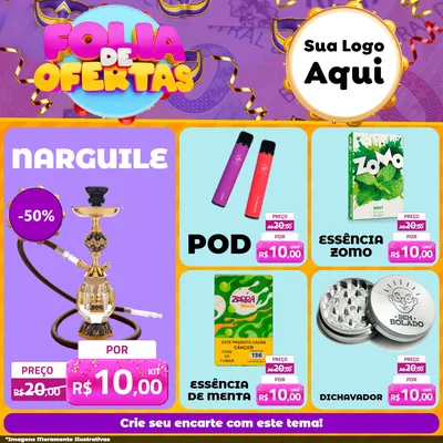 Modelo de Rede Social para Feed Facebook com o tema Folia de Ofertas para Tabacaria
