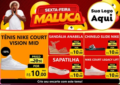Modelo de Encarte para Encarte A4 Horizontal com o tema Sexta-feira Maluca para Calçados