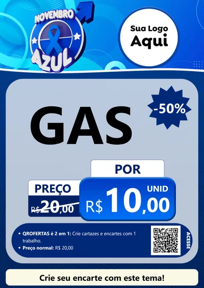Modelo de Cartaz para Cartaz A4 Vertical com o tema Novembro Azul para Água e gás