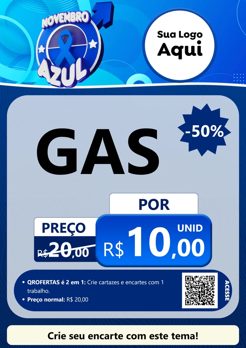 Modelo de Cartaz para Cartaz A4 Vertical com o tema Novembro Azul para Água e gás