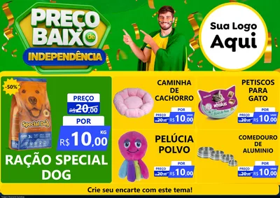 Modelo de Encarte para Encarte A4 Horizontal com o tema Preço Baixo de Independência para Pet Shop