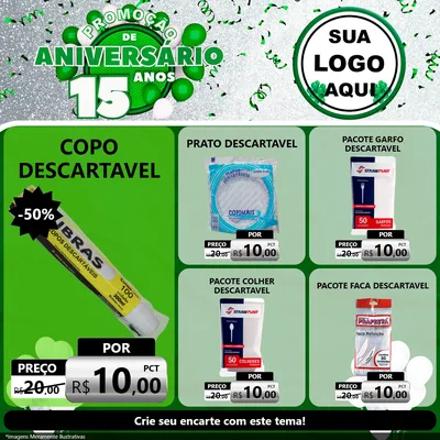 Modelo de Rede Social para Feed Facebook com o tema Promoção de Aniversário - 15 Anos para Embalagens