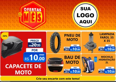 Modelo de Encarte para Encarte A4 Horizontal com o tema Ofertas do Mês para Moto peças
