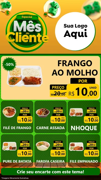 Modelo de Rede Social para Stories com o tema Especial Mês do Cliente para Restaurante