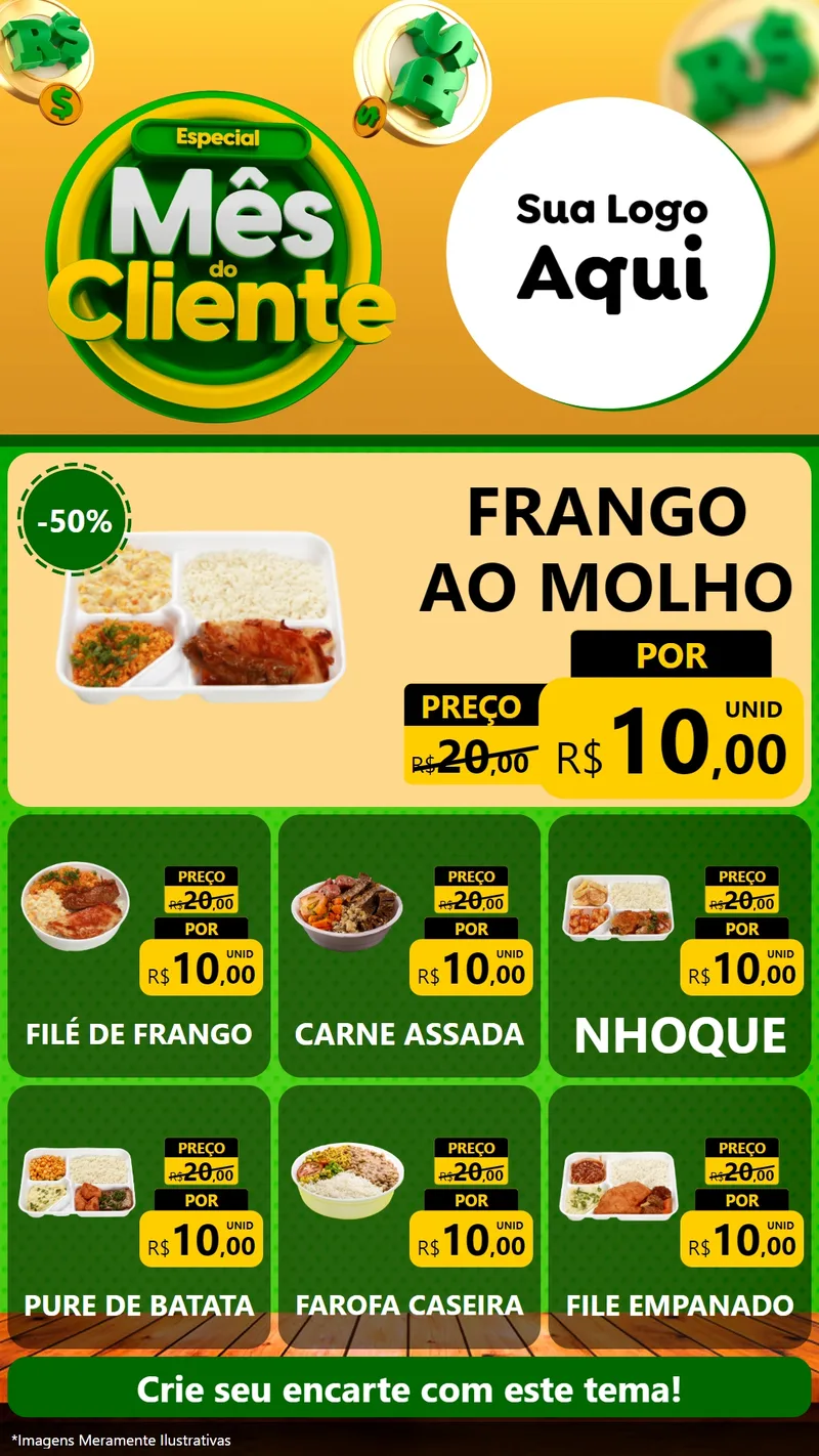 Modelo de Rede Social para Stories com o tema Especial Mês do Cliente para Restaurante