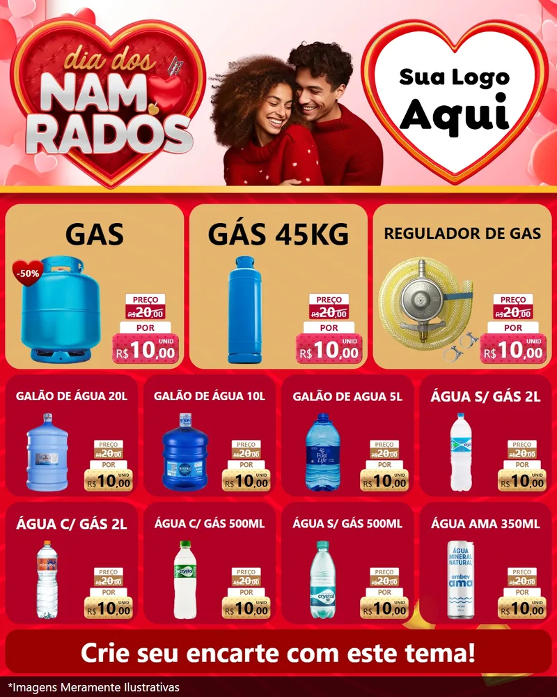 Modelo de Rede Social para Feed Instagram com o tema Dia dos Namorados para Água e gás