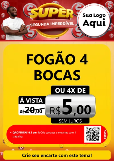 Modelo de Cartaz para Cartaz A4 Vertical com o tema Super Segunda Imperdível para Móveis e Eletro