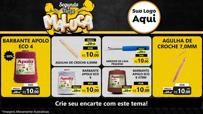 Modelo de TV para TV Horizontal com o tema Segunda e Terça Maluca para Armarinho e Aviamentos