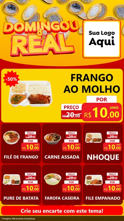 Modelo de Rede Social para Stories com o tema Domingou do Real para Restaurante