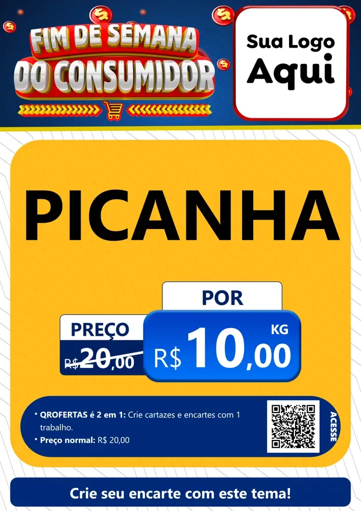 Modelo de Cartaz para Cartaz A4 Vertical com o tema Fim de Semana do Consumidor para Açougue