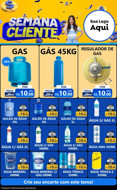 Modelo de Encarte para Encarte Grande com o tema Semana do Cliente para Água e gás