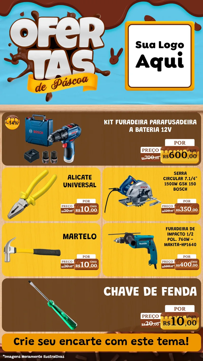 Modelo de TV para TV Vertical com o tema Ofertas de Páscoa para Maquinas e Ferramentas