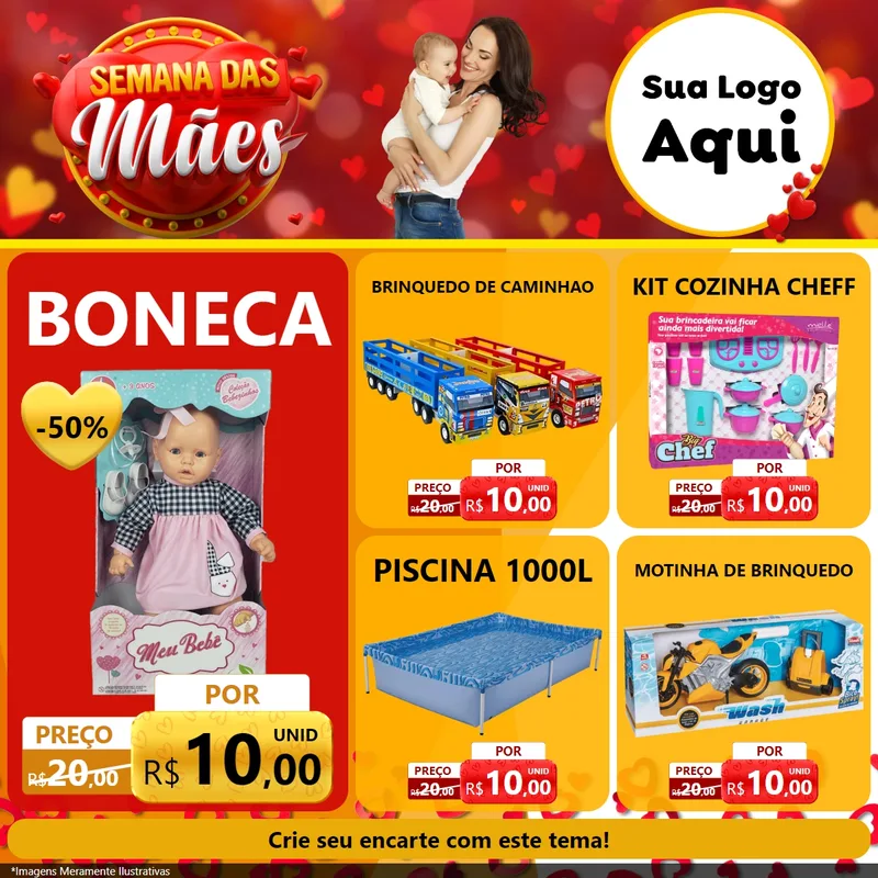 Modelo de Rede Social para Feed Facebook com o tema Semana das Mães para Brinquedos