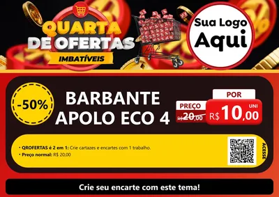 Modelo de Cartaz para Cartaz A4 Horizontal com o tema Quarta de Ofertas Imbatíveis para Armarinho e Aviamentos