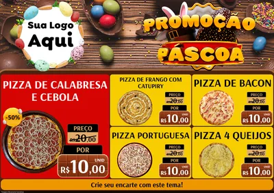 Modelo de Encarte para Encarte A4 Horizontal com o tema Promoção Páscoa para Pizzaria