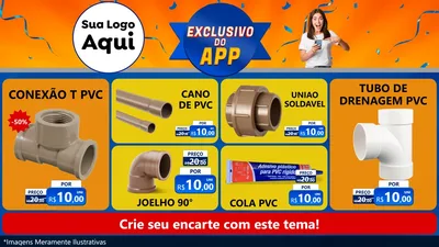 Modelo de TV para TV Horizontal com o tema Exclusivo do Aplicativo para Tubos e conexões