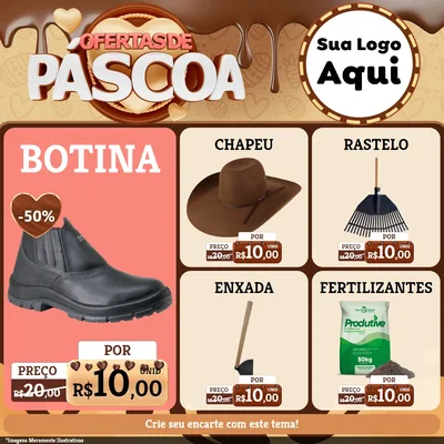 Modelo de Rede Social para Feed Facebook com o tema Ofertas de Páscoa para Agropecuária