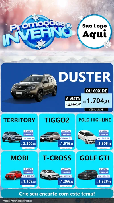 Modelo de Rede Social para Stories com o tema Promoções de Inverno para Concessionaria de Carros