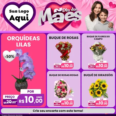 Modelo de Rede Social para Feed Facebook com o tema Dia das Mães para Floricultura e jardim