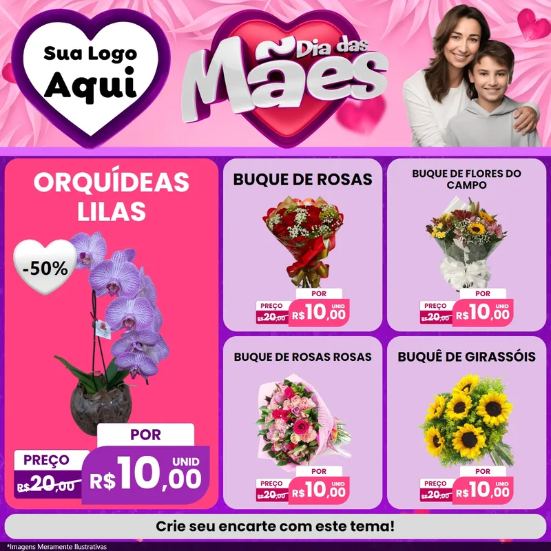 Modelo de Rede Social para Feed Facebook com o tema Dia das Mães para Floricultura e jardim