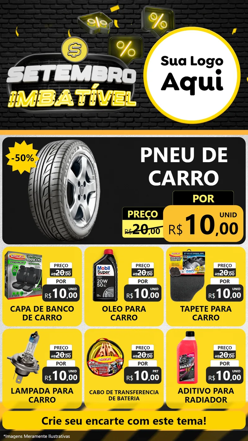 Modelo de Rede Social para Stories com o tema Setembro Imbatível para Auto peças