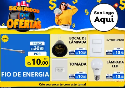 Modelo de Encarte para Encarte A4 Horizontal com o tema Segundou de Ofertas para Materiais Elétricos