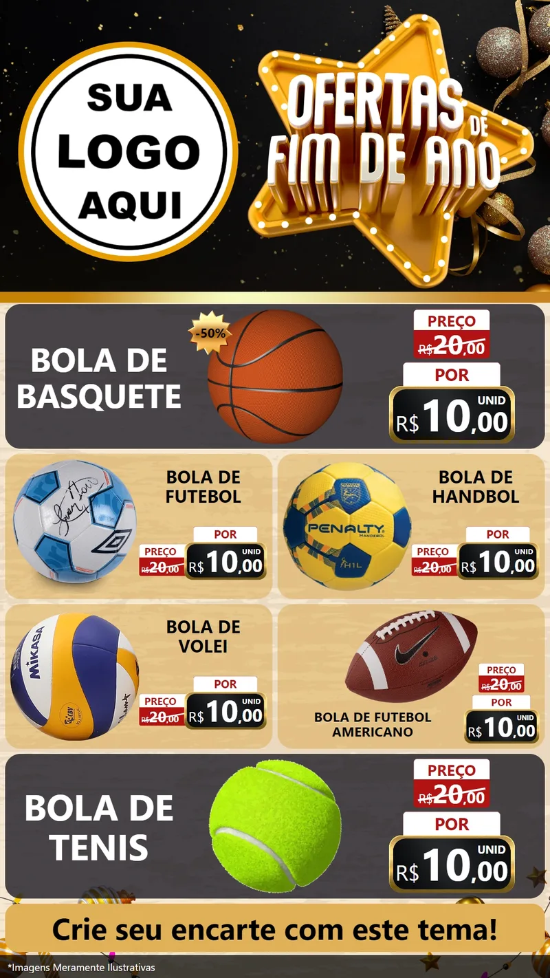 Modelo de TV para TV Vertical com o tema Ofertas de Fim de Ano para Artigos Esportivos