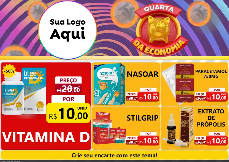 Modelo de Encarte para Encarte A4 Horizontal com o tema Quarta da Economia para Farmácia