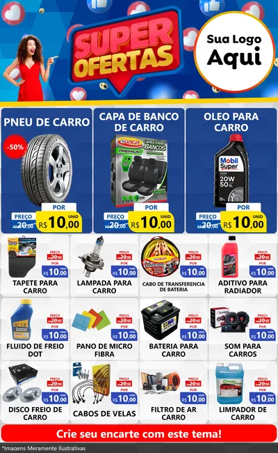 Modelo de Encarte para Encarte Grande com o tema Super Ofertas para Auto peças