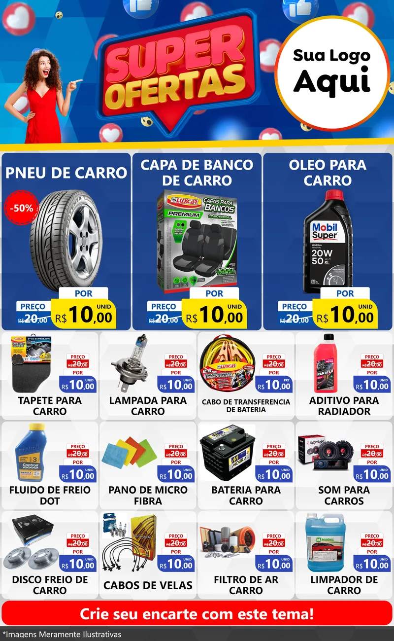 Modelo de Encarte para Encarte Grande com o tema Super Ofertas para Auto peças