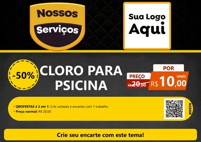 Modelo de Cartaz para Cartaz A4 Horizontal com o tema Nossos Serviços para Produtos para Piscina