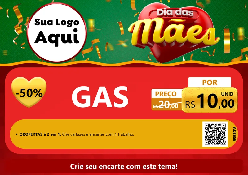 Modelo de Cartaz para Cartaz A4 Horizontal com o tema Dia das Mães para Água e gás