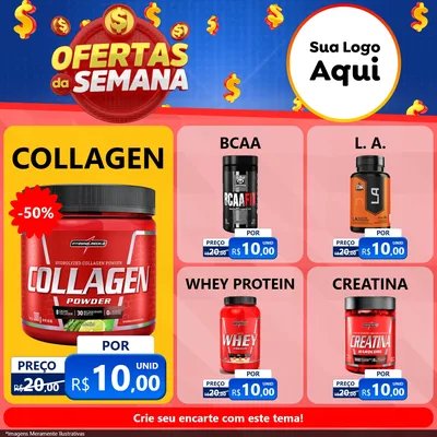 Modelo de Rede Social para Feed Facebook com o tema Ofertas Da Semana para Suplementos alimentares