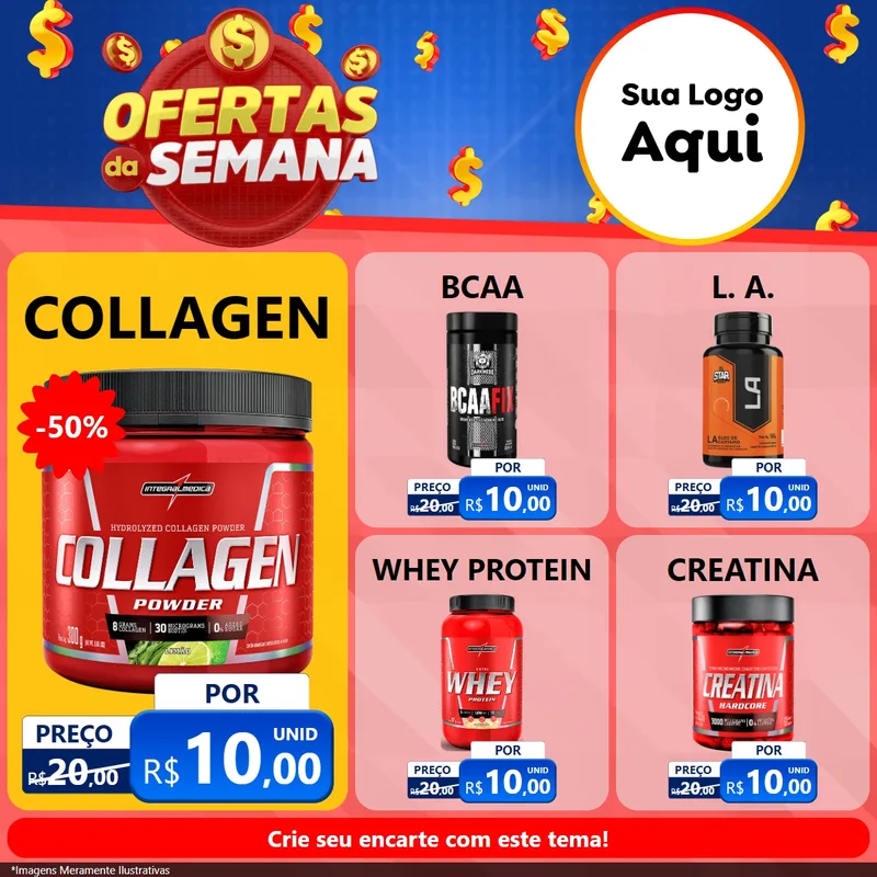 Modelo de Rede Social para Feed Facebook com o tema Ofertas Da Semana para Suplementos alimentares