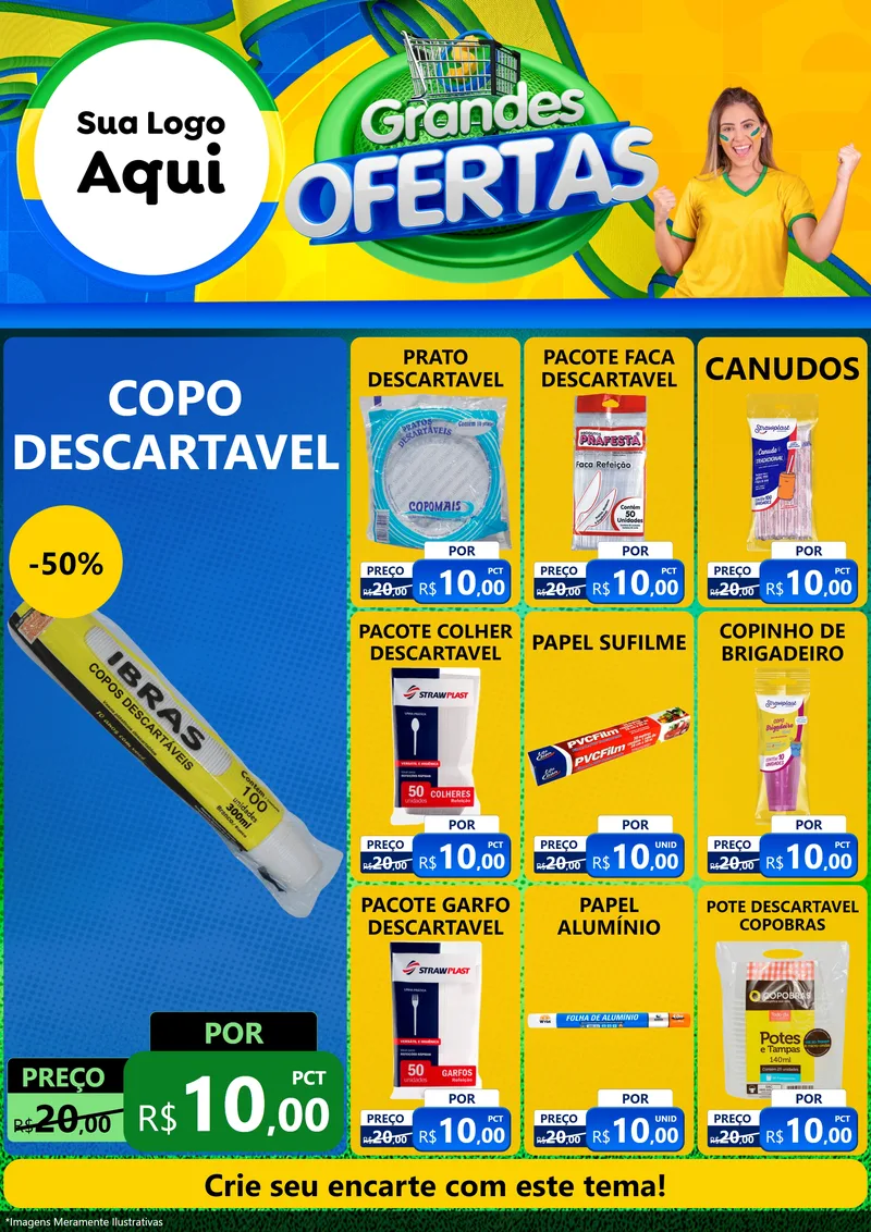 Modelo de Encarte para Encarte A4 Vertical com o tema Grandes Ofertas para Embalagens