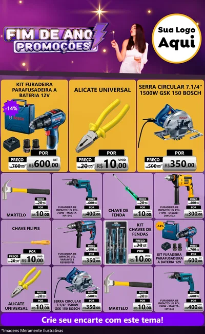 Modelo de Encarte para Encarte Grande com o tema Fim de Ano Promoções para Maquinas e Ferramentas
