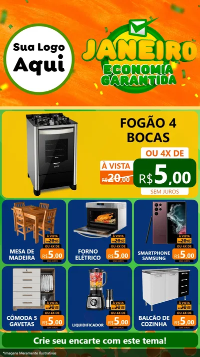 Modelo de Rede Social para Stories com o tema Janeiro - Economia Garantida para Móveis e Eletro