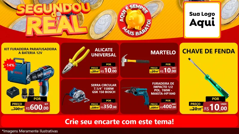 Modelo de TV para TV Horizontal com o tema Segundou do Real para Maquinas e Ferramentas