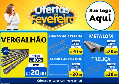Modelo de Encarte para Encarte A4 Horizontal com o tema Ofertas de Fevereiro para Ferragens