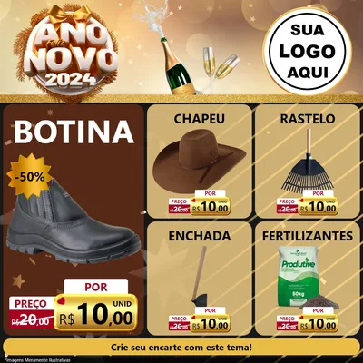 Modelo de Rede Social para Feed Facebook com o tema Feliz Ano Novo 2027 para Agropecuária