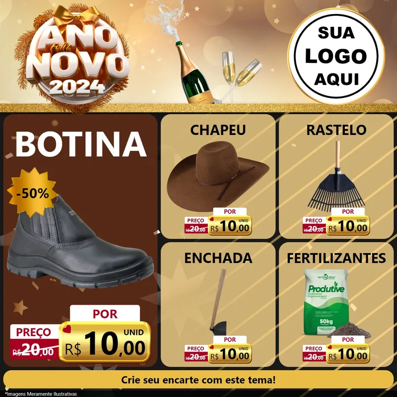 Modelo de Rede Social para Feed Facebook com o tema Feliz Ano Novo 2027 para Agropecuária