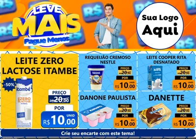 Modelo de Encarte para Encarte A4 Horizontal com o tema Leve Mais, Pague Menos para Frios e Laticínios