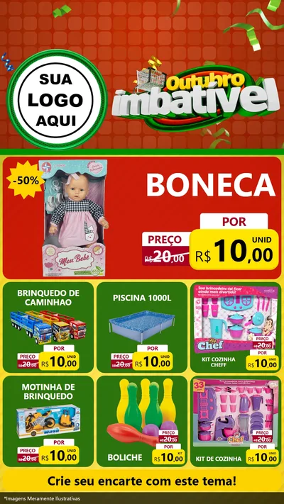 Modelo de Rede Social para Stories com o tema Outubro Imbatível para Brinquedos