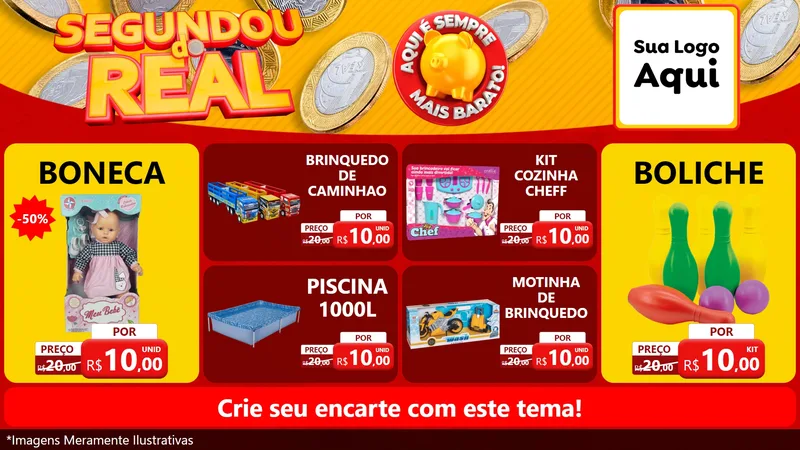 Modelo de TV para TV Horizontal com o tema Segundou do Real para Brinquedos