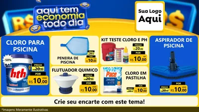 Modelo de TV para TV Horizontal com o tema Aqui Tem Economia Todo Dia para Produtos para Piscina