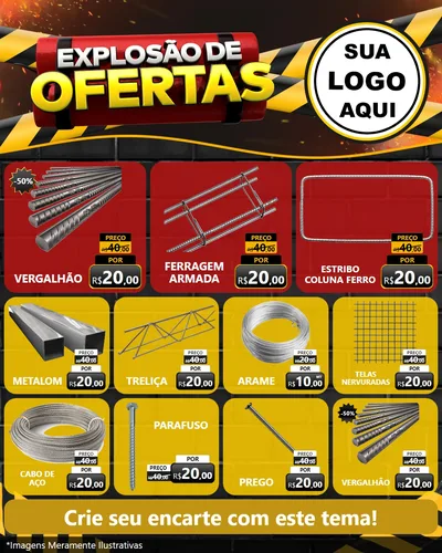 Modelo de Rede Social para Feed Instagram com o tema Explosão de Ofertas para Ferragens