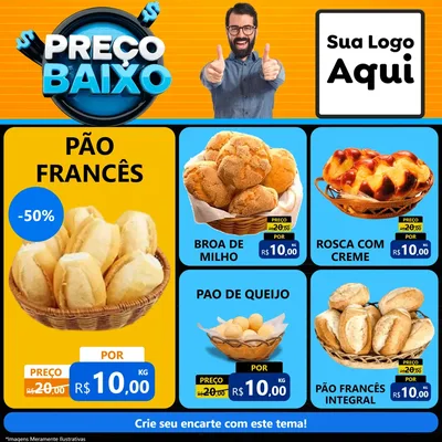 Modelo de Rede Social para Feed Facebook com o tema Preço Baixo para Padaria