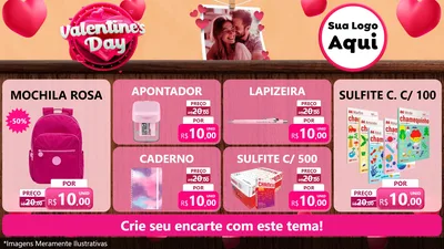 Modelo de TV para TV Horizontal com o tema Valentine's Day para Papelaria