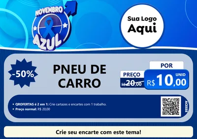 Modelo de Cartaz para Cartaz A4 Horizontal com o tema Novembro Azul para Auto peças