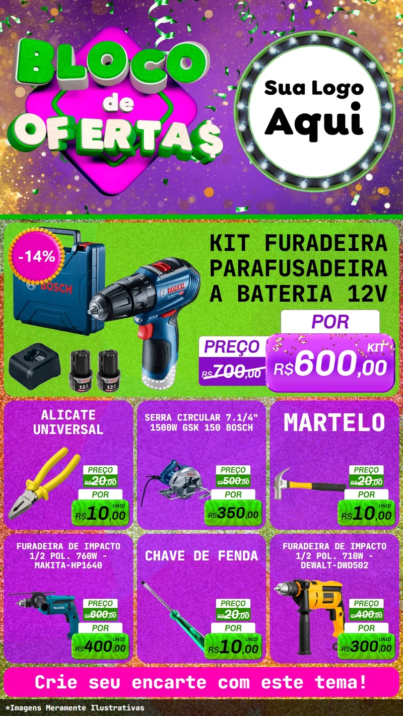 Modelo de Rede Social para Stories com o tema Bloco de Ofertas para Maquinas e Ferramentas